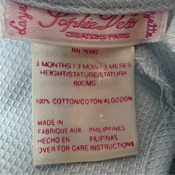 Sophie Dess Creations Paris Dress Light Blue Size 3 Months - Picture 6 of 7